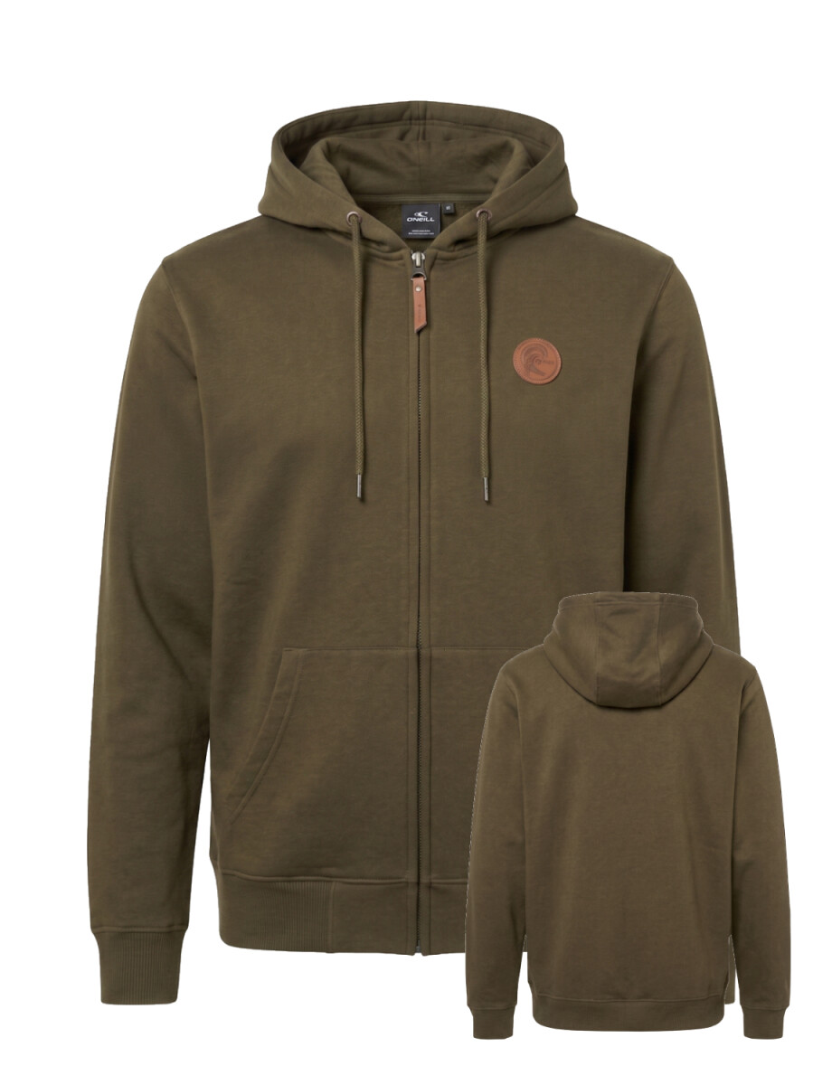 Campera O'Neill Full Zip Leather Patch - Verde 
