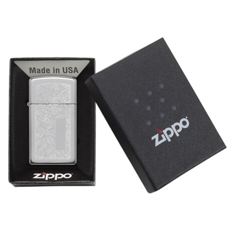 Encendedor Zippo Slim Chrome Venetian - 1652 Encendedor Zippo Slim Chrome Venetian - 1652