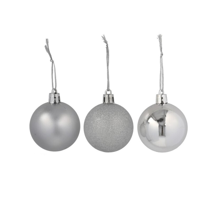Esferas Navideñas Plateada 5 cm – Pack x16 GE SET 16 BOLAS DE NAVIDAD PLATA 5CM