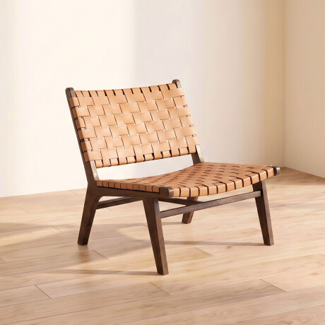 BUTACA CUERO-Y-MADERA MARRON KAIA TAUPE