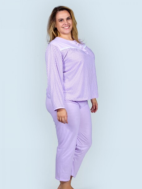 Pijama de algodón Lunares Lila