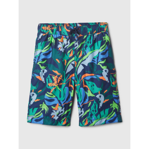 8 IN BOARDSHORT MULTI PALM LEAVES AQUA
