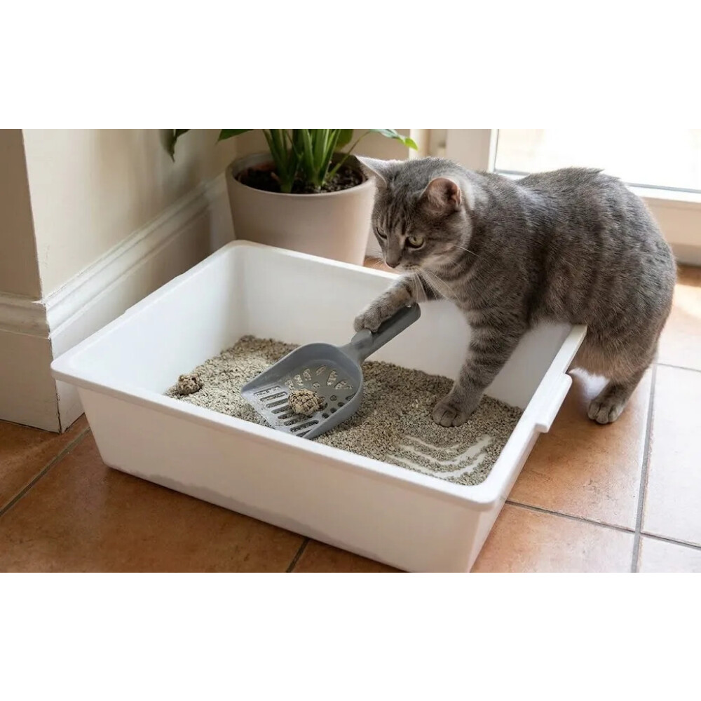 Bandeja Sanitaria Para Gatos Con Pala BLANCO