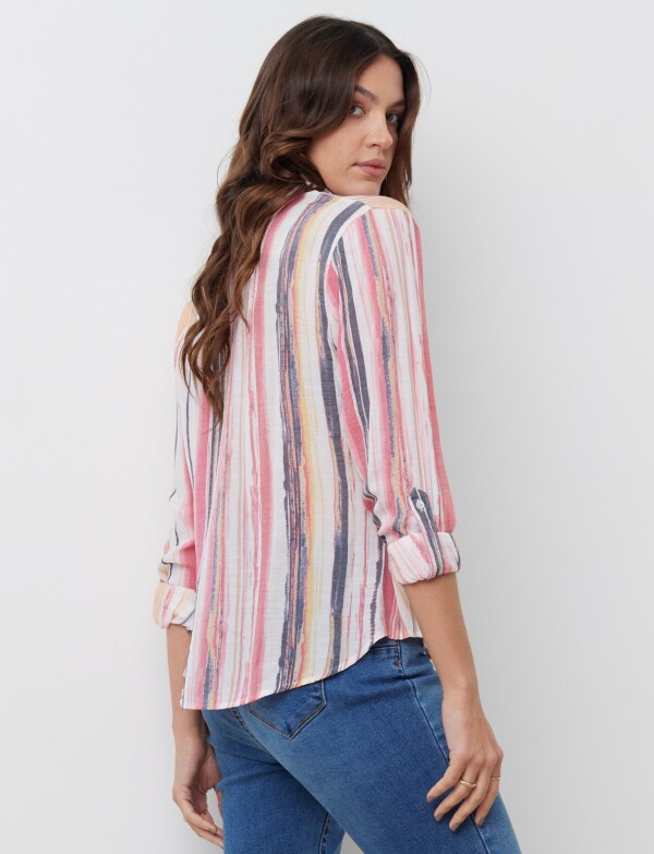 Blusa Botones Printed ROJO/MULTI