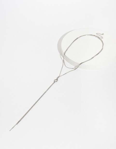 Collares Largos Metal Collar Largo De Metal - Plateado Rodio