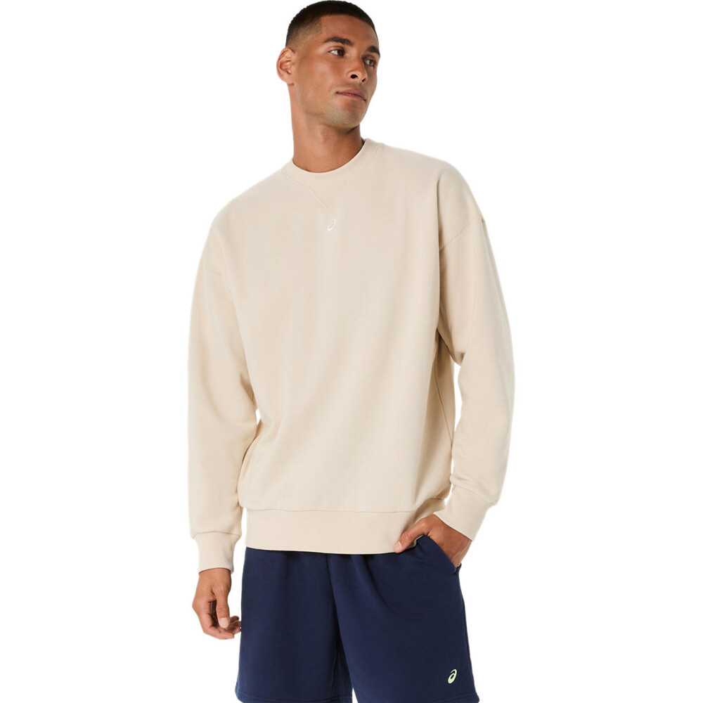 Polera Training Fleece Relaxed Crew-Neck Top Hombre Oatmeal