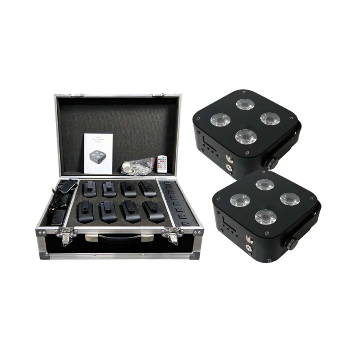 Combo Tacho Led Pl103a A Batería 4x18w - Rgbwauv X8 Con Estuche 