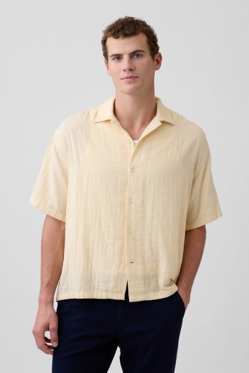 Camisa Manga Corta Hombre Light Cream