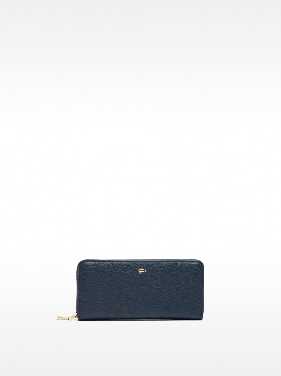Cartera Con Textura Y Cierre De Cremallera - azul-marino 