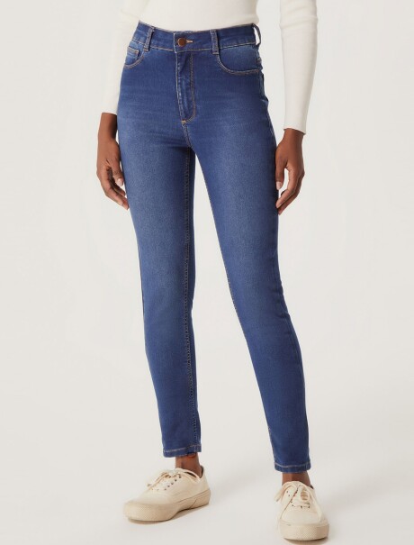 PANTALÓN DE JEAN CINTURA MEDIA SKINNY AZUL