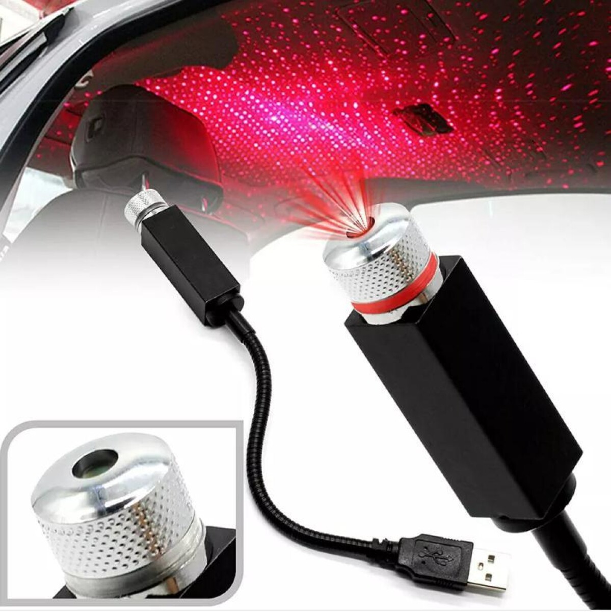 ACCESORIO INTERIOR - PROYECTOR LED CIELO ESTRELLAS ROJO USB - 