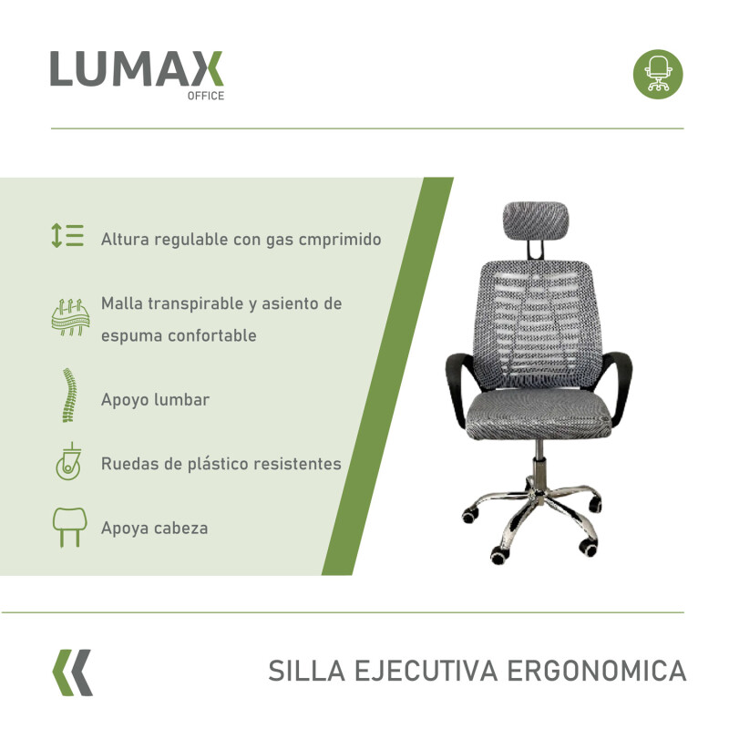 Silla Ejecutiva ergonómico Lumax Mesh Barcelona Gris