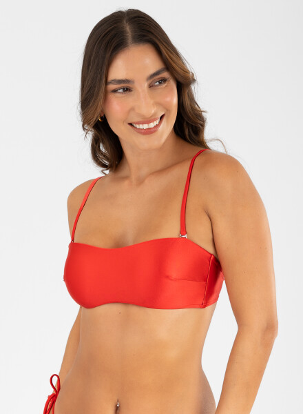Top strapless Hot red metal