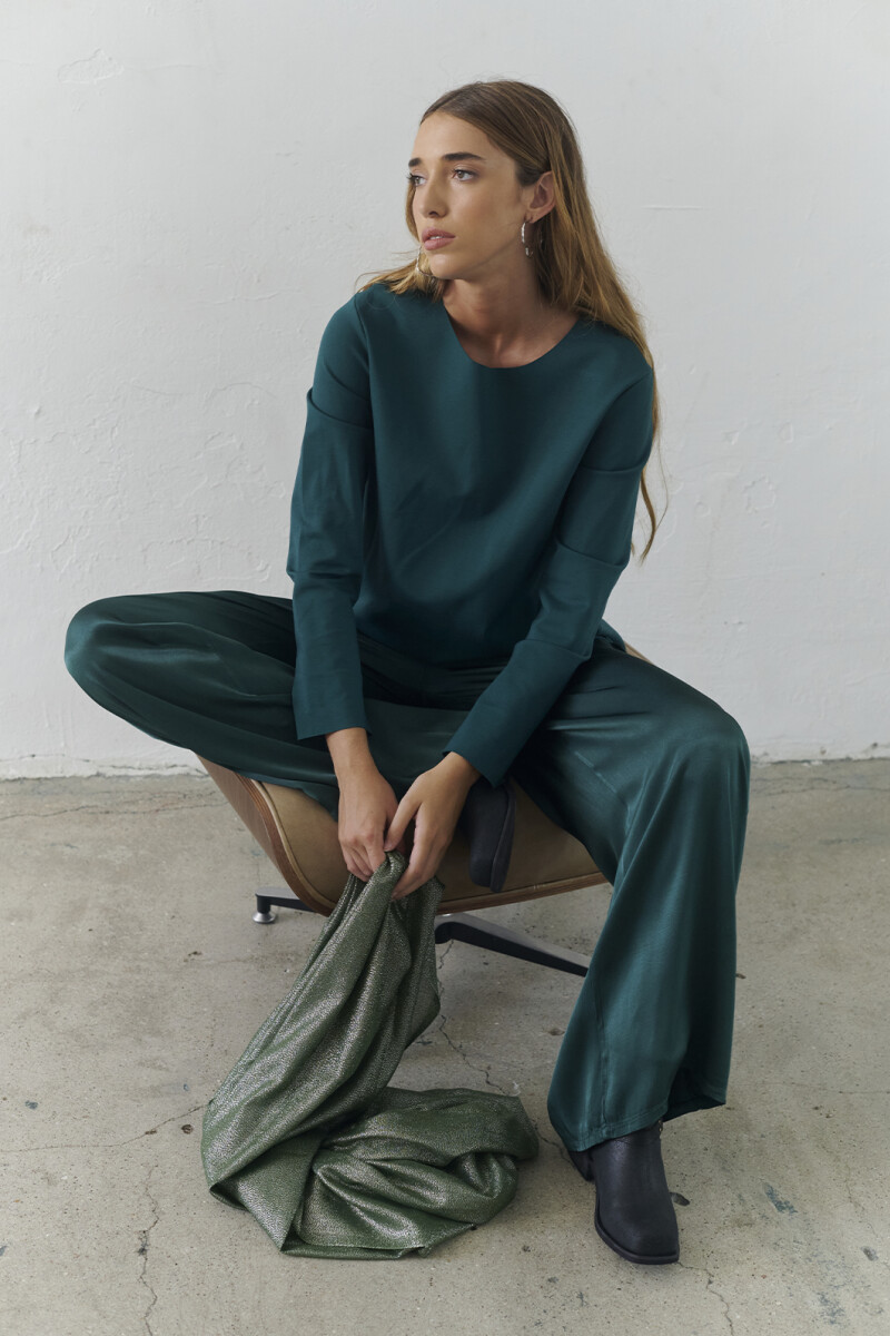 PANTALON CARGO SEDA VERDE