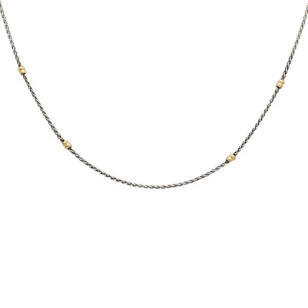 Cadena Collar Espiga-Plata y Oro-Sin Piedra-CD5012 sinpiedra