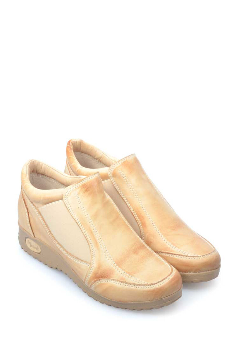 Zapato Bajo Con Elástico Cuero Natural