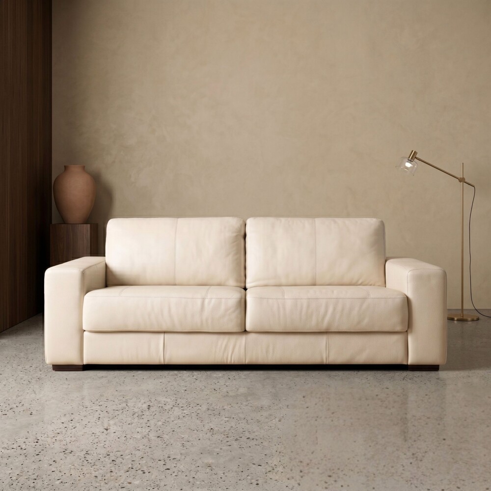 Sillón 3 cuerpos Como - 100% Cuero Arena