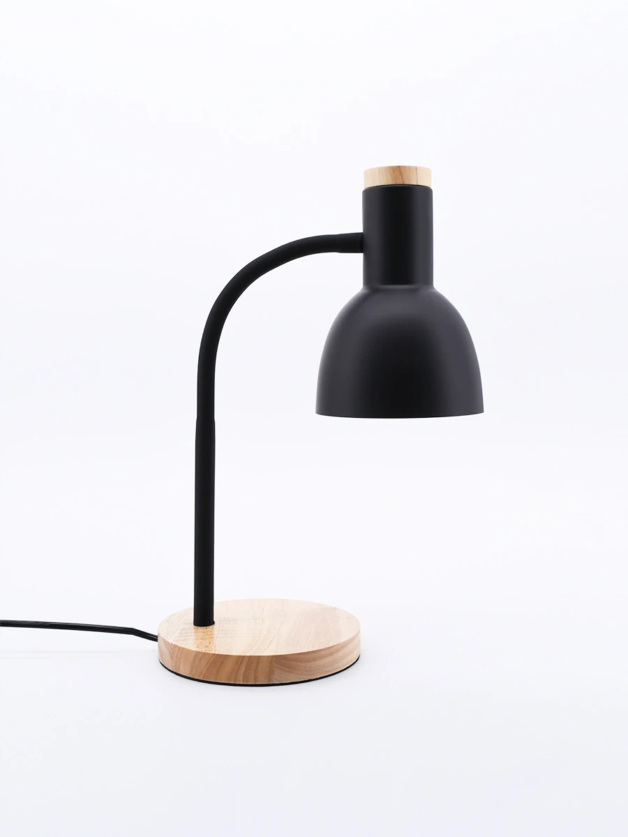 LÁMPARA DE ESCRITORIO BASE MADERA - NEGRO 