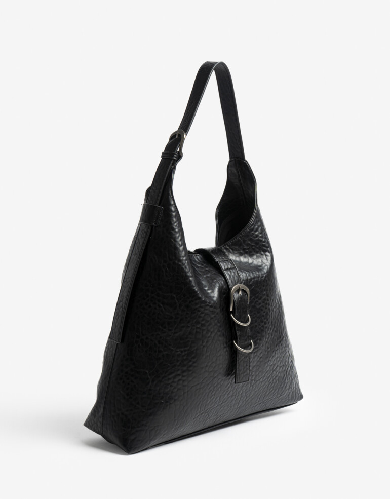 Saca Cartera Formato Hobo Negra - Negro