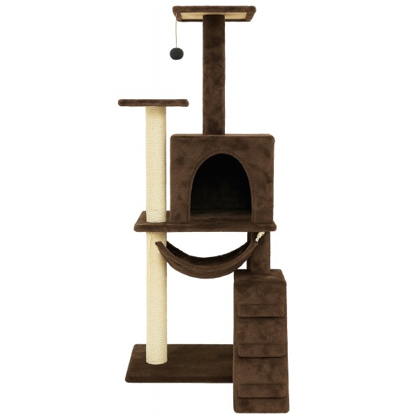 Gimnasio Rascador Para Gato Torre Casa Hamaca Escalera Atrix Variante Color Marron