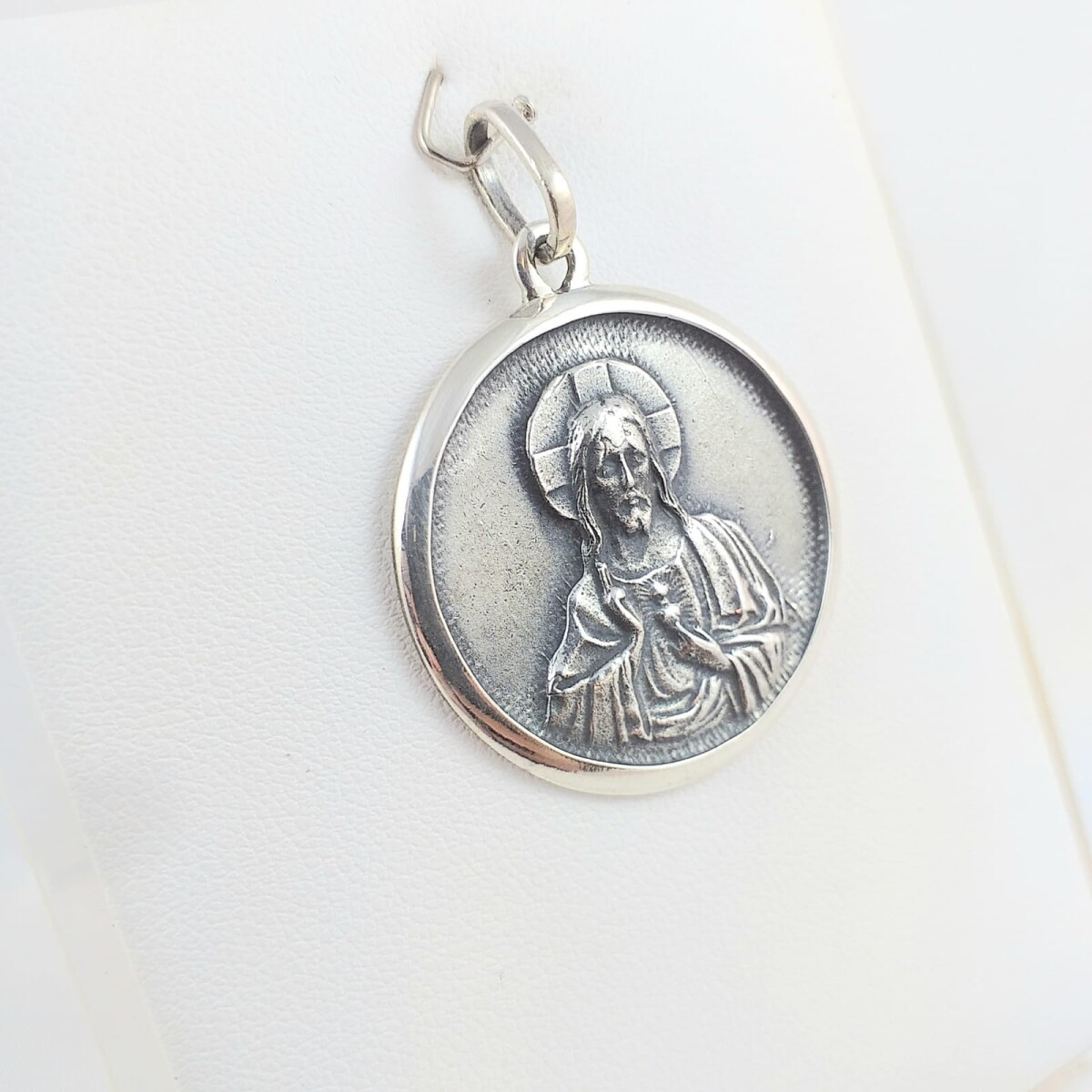 Medalla religiosa de plata 925, Sagrado corazón de Jesús, diámetro 30mm. 