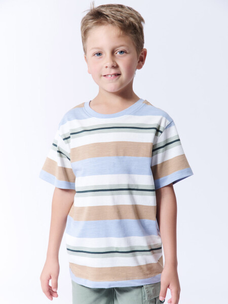 Remera slub rayas Multicolor Blanco