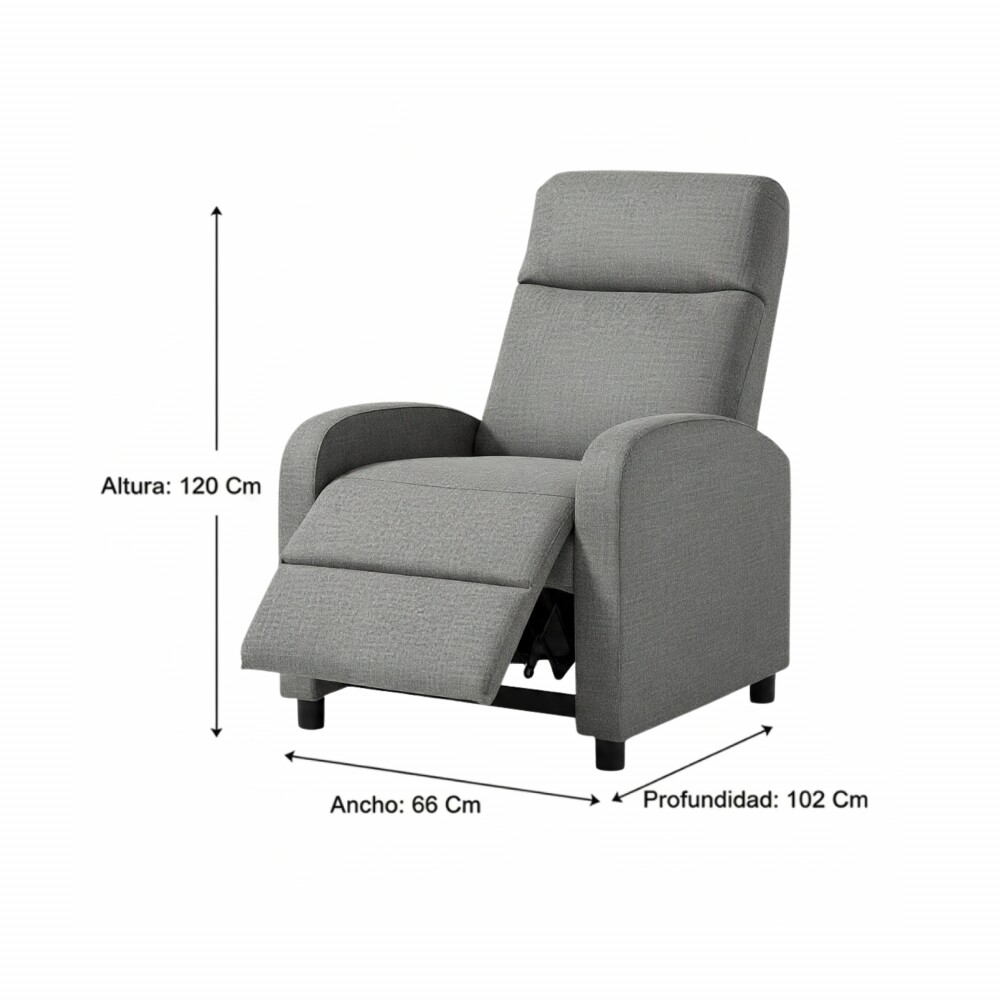 Butaca Poltrona reclinable - 1 Cuerpo GRIS CLARO