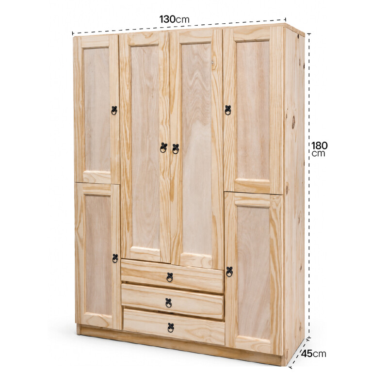Ropero Madera Pino Macizo 6 Puertas Placard - Blanco Ropero Madera Pino Macizo 6 Puertas Placard - Blanco