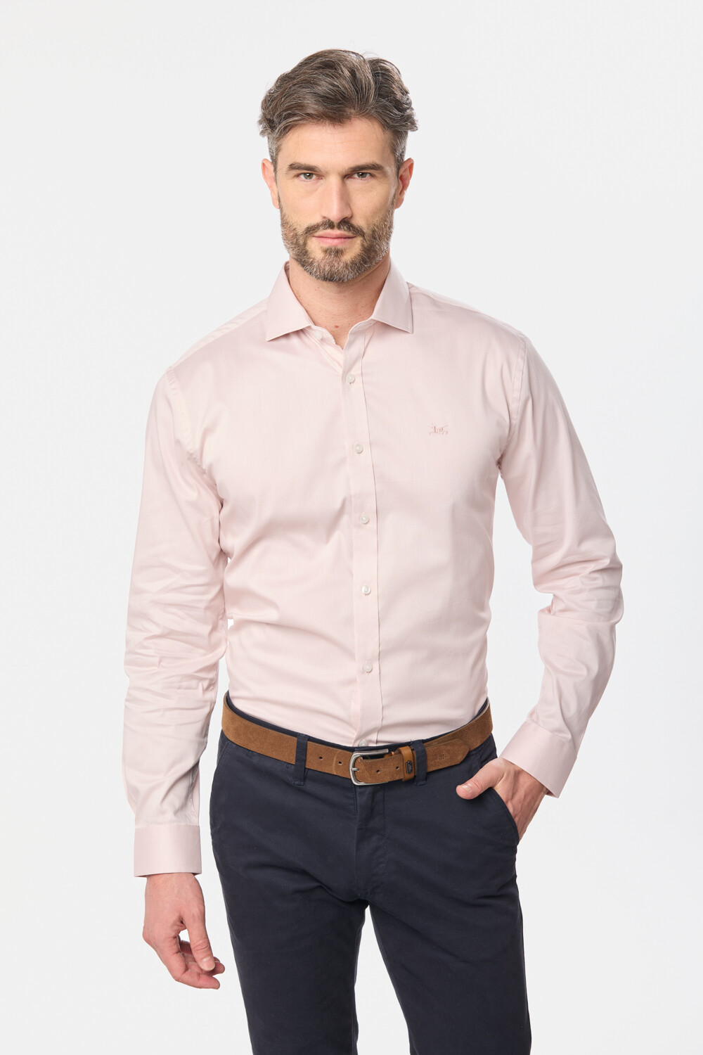 CAMISA DE VESTIR CON SPANDEX Rosa