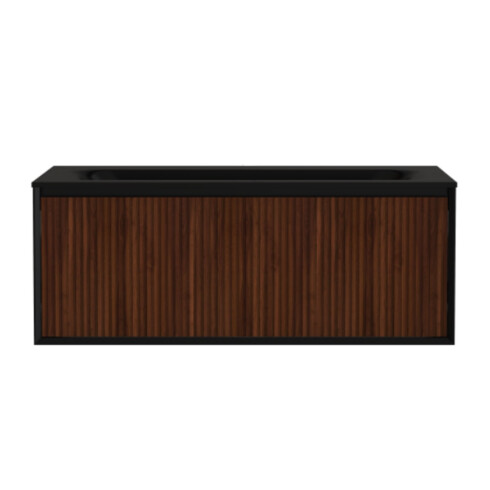 MUEBLE EN MDF 120X46X45 ROBLE OSCURO CON BACHA NEGRO MATE GAMAS DE MARRON
