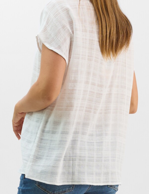Blusa Fluida De Algodón Texturizado BLANCO