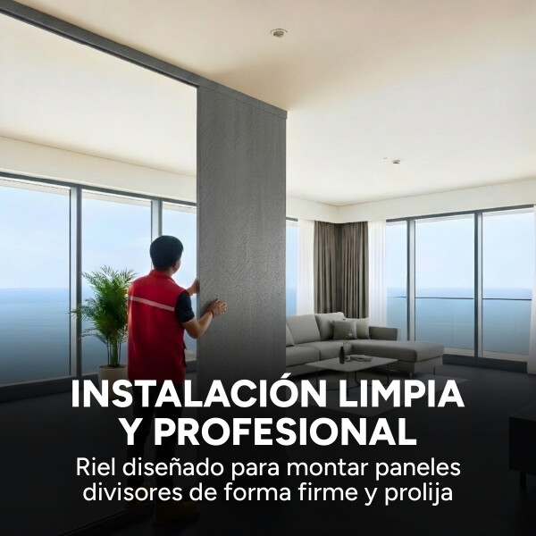 Riel P/ Panel Separador Ambientes Símil Madera 300 x 8,5 Cm Negro 1