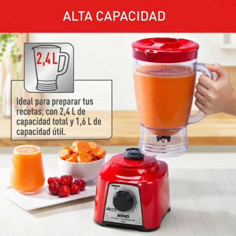Licuadora Arno Power Max | Jarra de 2,4 Lts. | Color rojo. Licuadora Arno Power Max | Jarra de 2,4 Lts. | Color rojo.