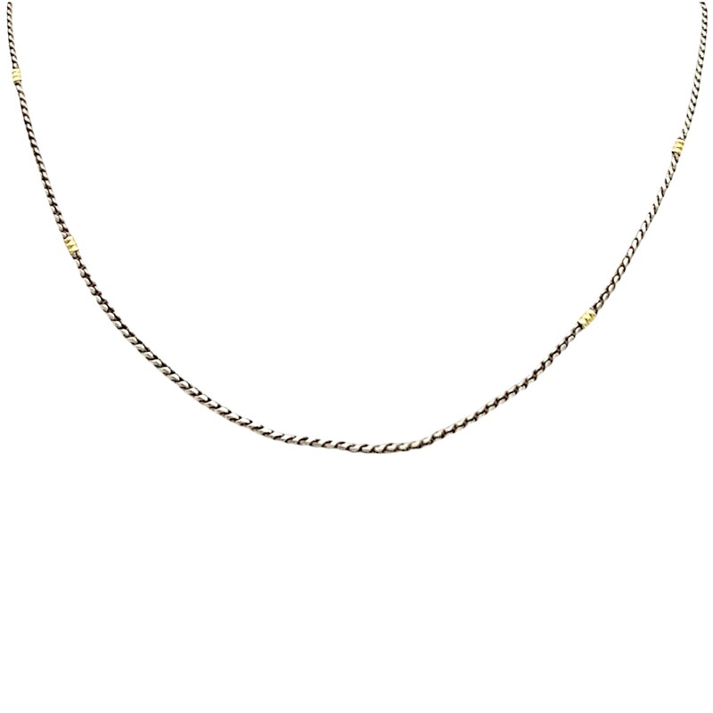 Cadena Tourbillon fina - Plata y Oro - Sin piedra - CD5059 sinpiedra