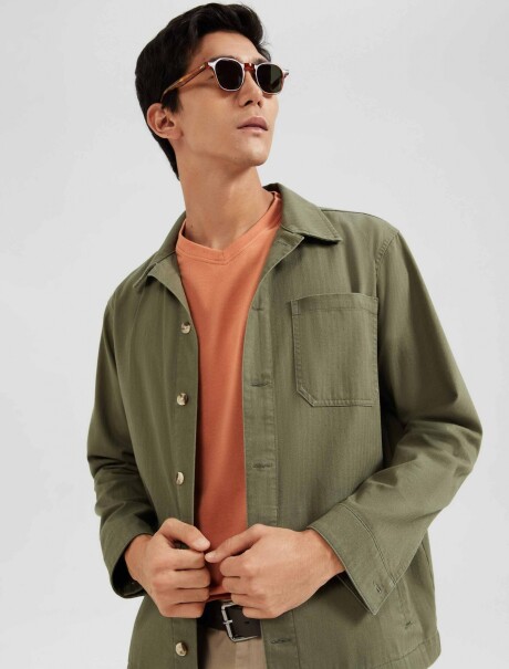 CAMISETA BÁSICA MANGA CORTA CUELLO EN V NARANJA CLARO