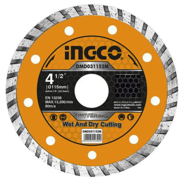 DISCO TURBO 4 1/2 X 22.2MM INGCO DMD031152M UNIDAD DISCO TURBO 4 1/2 X 22.2MM INGCO DMD031152M UNIDAD