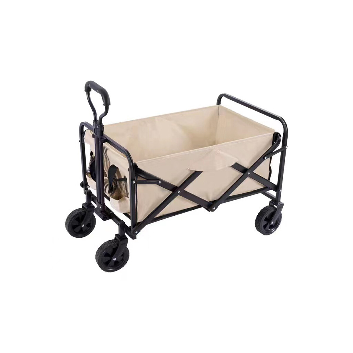 Carro plegable de carga multiuso con ruedas y manija – Tela resistente y estructura metálica -70x45x44cm - Blanco 