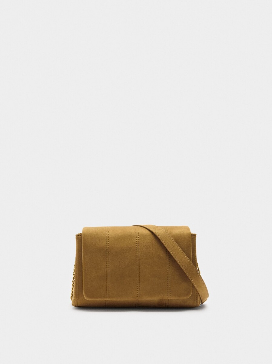 Bolso De Hombro Acolchado Con Solapa - camel 