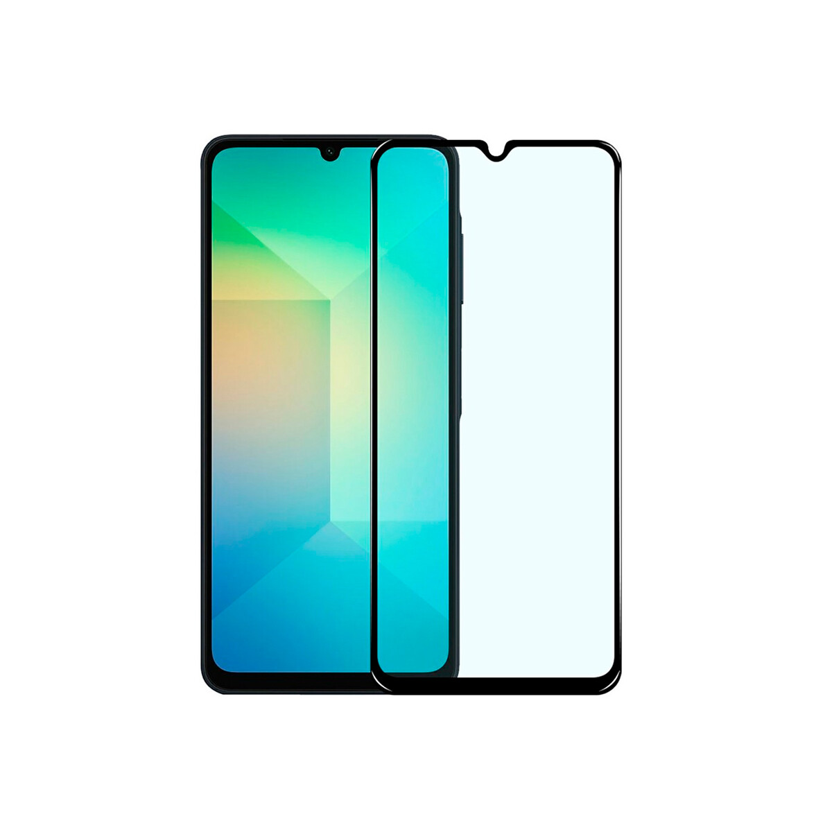 Vidrio templado 9D Samsung Galaxy A06 borde color negro 