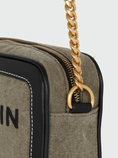 Balmain - Cartera bandolera confeccionado en lona y cuero B-Army Verde