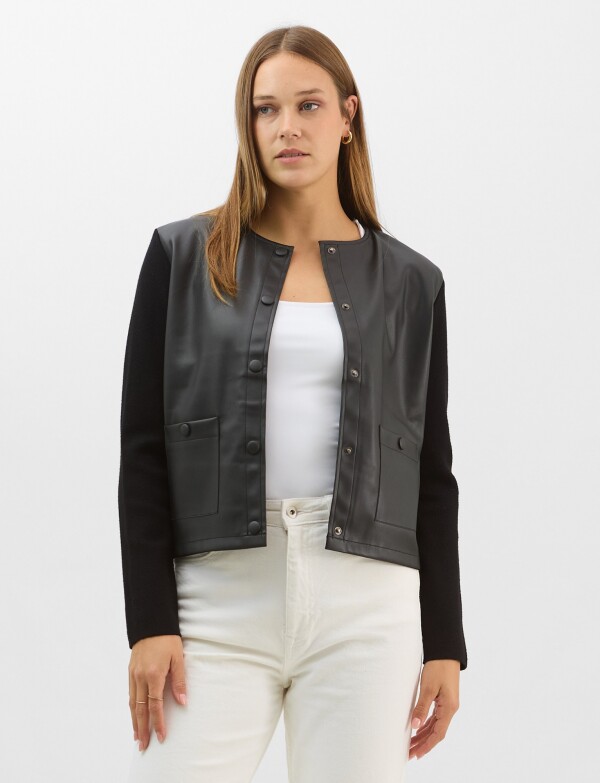 Chaqueta Combinada Eco Cuero NEGRO