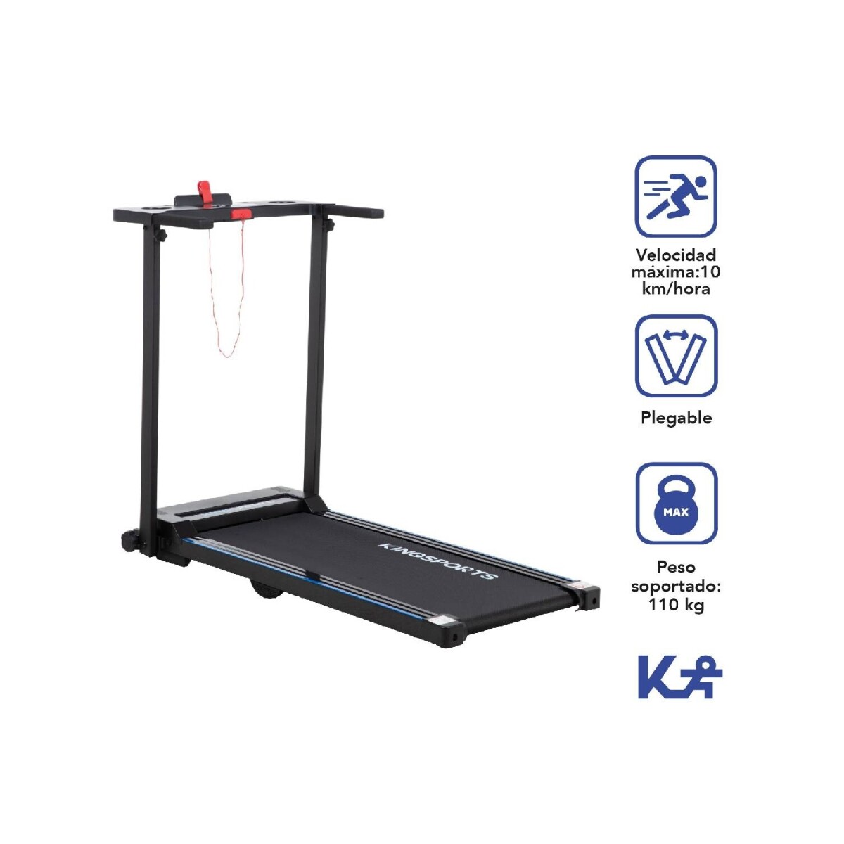Caminador eléctrico 2 HP 10 Km Plegable 