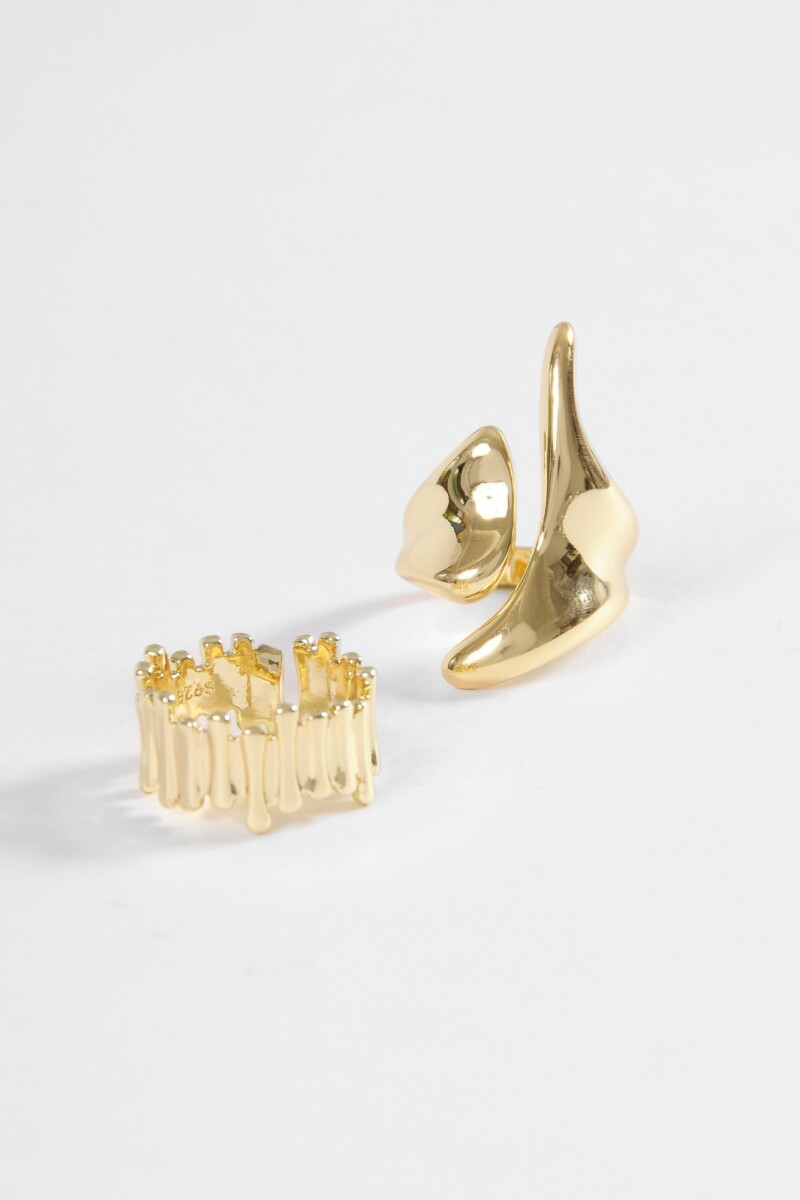 Set de anillos irregulares dorado