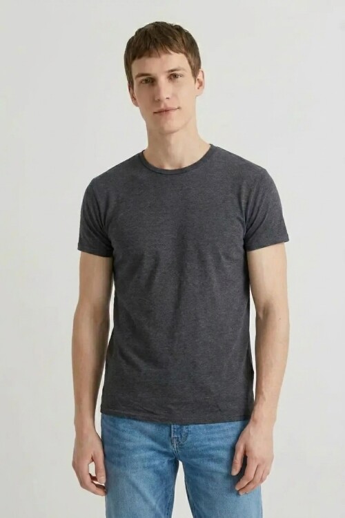 Remera cuello redondo ICONIC 150 Gris melange oscuro