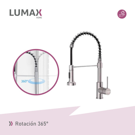 Canilla Monomando Lavaplatos Flexible Griferia Cocina Plateado/Negro