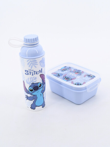 SET CONTENEDOR Y BOTELLA STITCH CELESTE