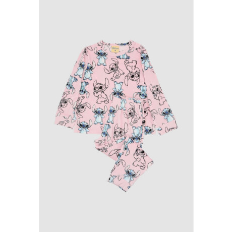 Pijama teens stitch velour Rosado