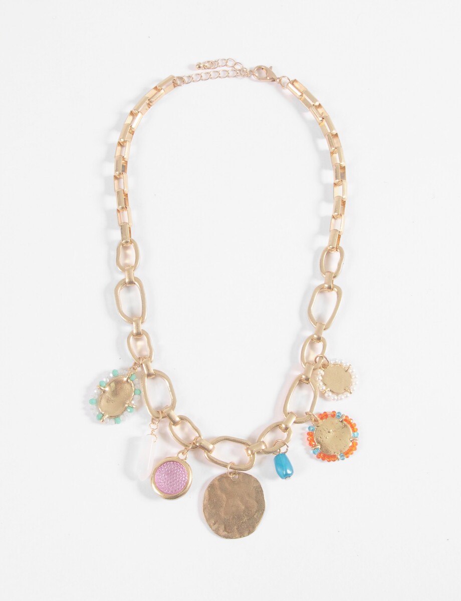 Collar cadena dijes medalla - dorado 
