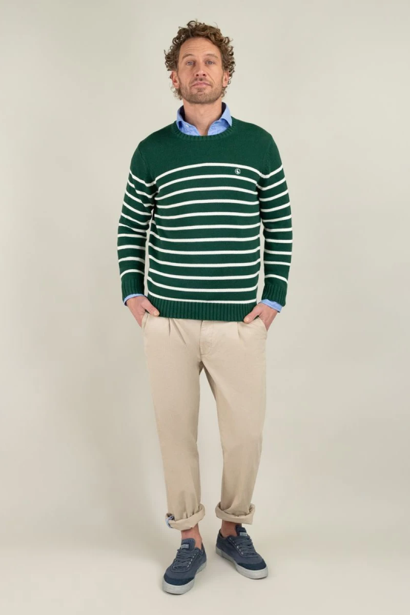 Jersey Punto Inglés El Ganso Rayas Verde Crudo
