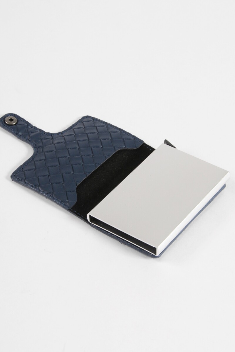 Tarjetero texturado bloqueo RFID azul